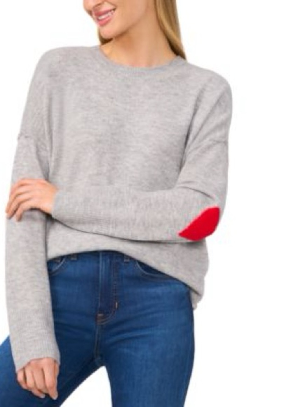 CeCe Valentine’s Crew Neck Elbow Hearts  Sweater‎ Size Medium Gray - Picture 11 of 11
